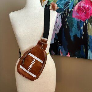 Football-Themed Faux Leather Sling Bag/Anthropologie-Inspired Style